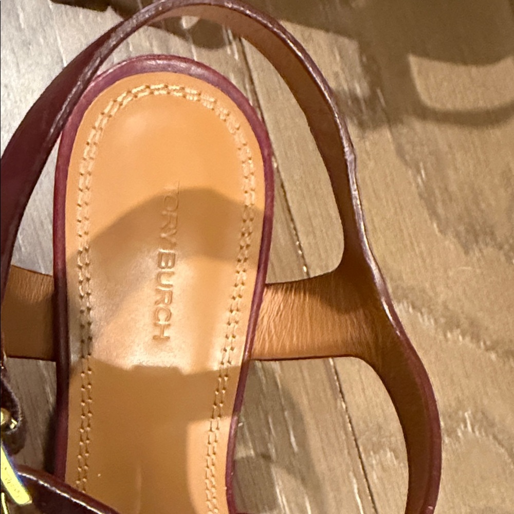 Tory Burch Burgundy Strappy Sandals - Picture 2 of 6